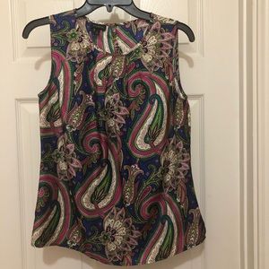 NWT! TALBOTS sleeveless paisley silk top sz2